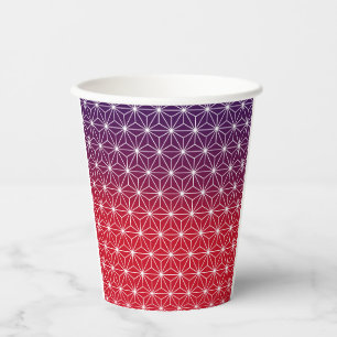 Gobelets En Papier Motif japonais étoile traditionnel rouge & violet 