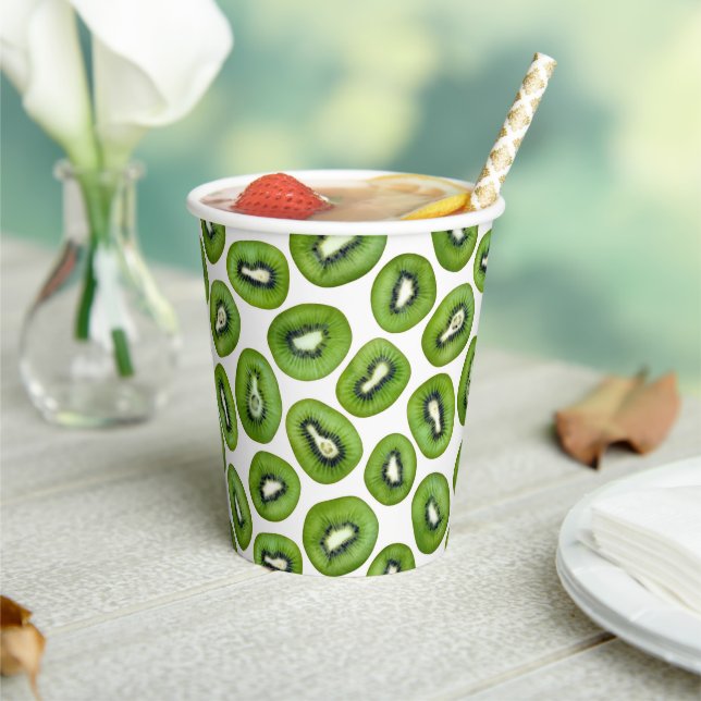 Gobelets En Papier Motif Kiwi vert (Insitu)