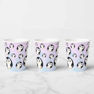 Gobelets En Papier Motif moderne à pente de pingouin arc-en-ciel mign