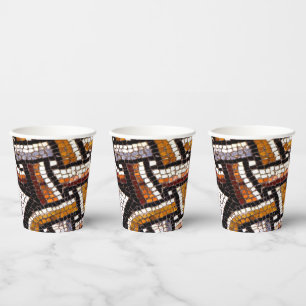 Gobelets En Papier Motif mosaïque couleur automne