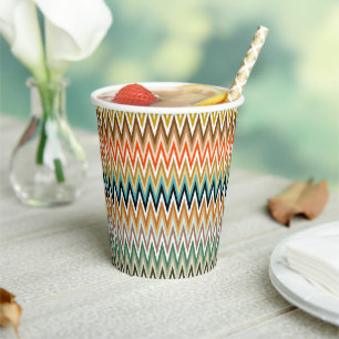 Gobelets En Papier Motif multicolore en zigzag