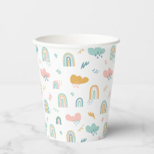 Gobelets En Papier Motif nuage Rainbow et pluie amusant