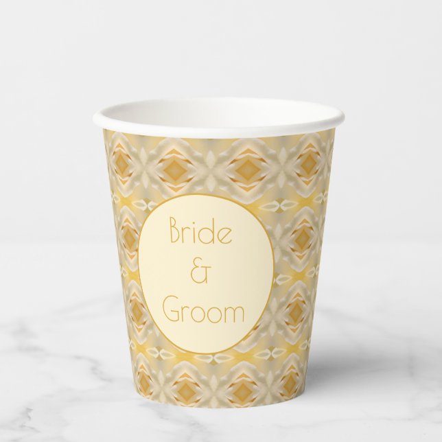 Gobelets En Papier Motif Or Et Crème (Recto)