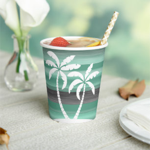 Gobelets En Papier Motif Pastel Mint Green Grey