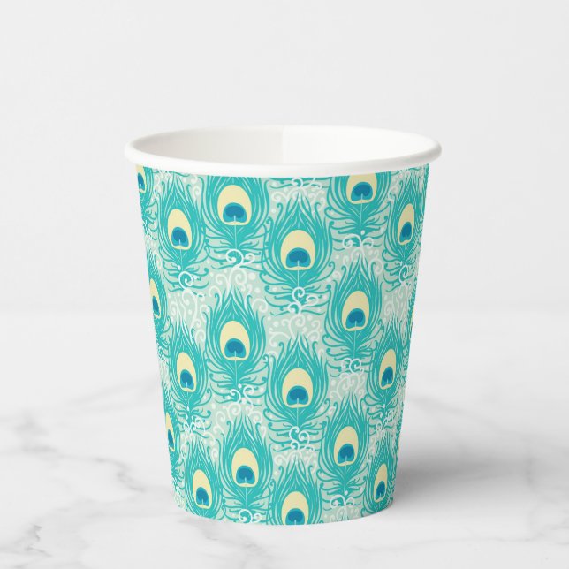 Gobelets En Papier Motif Peacock plumes (Gauche)