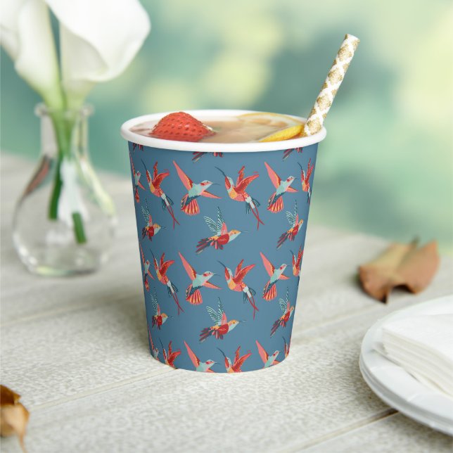 Gobelets En Papier Motif Retro Hummingbird (Insitu)