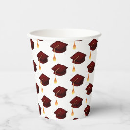 Gobelets En Papier Motif simple Maroon Gold Graduation Cap