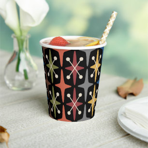 Gobelets En Papier Motif Starburst moderne du milieu du siècle