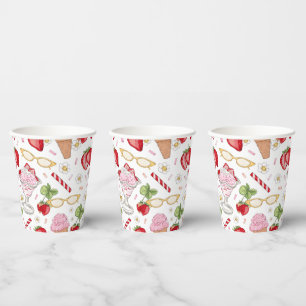 Gobelets En Papier Motif Sundae fraise