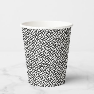 Gobelets En Papier Motif tissé noir et blanc
