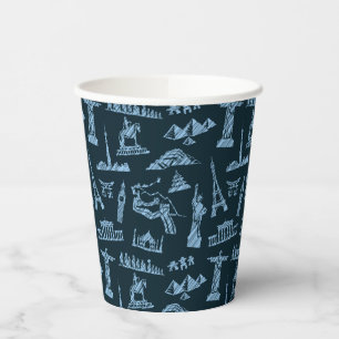 Gobelets En Papier Motif Voyage En Motif Blues