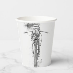 Gobelets En Papier Motocyclette personnalisée Croquis Motard Cavalier