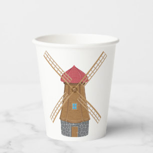 Gobelets En Papier Moulin à vent en bois traditionnel rustique