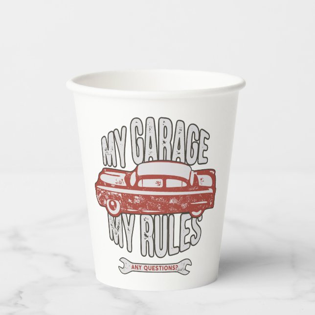 Gobelets En Papier My Rules Classic Red Car Retro Mechanic (Recto)