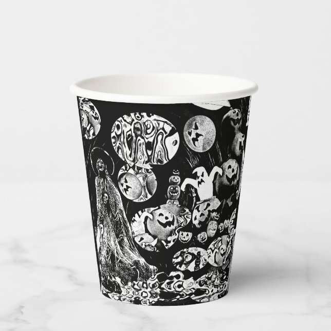 Gobelets En Papier My Super Halloween black and white (Recto)