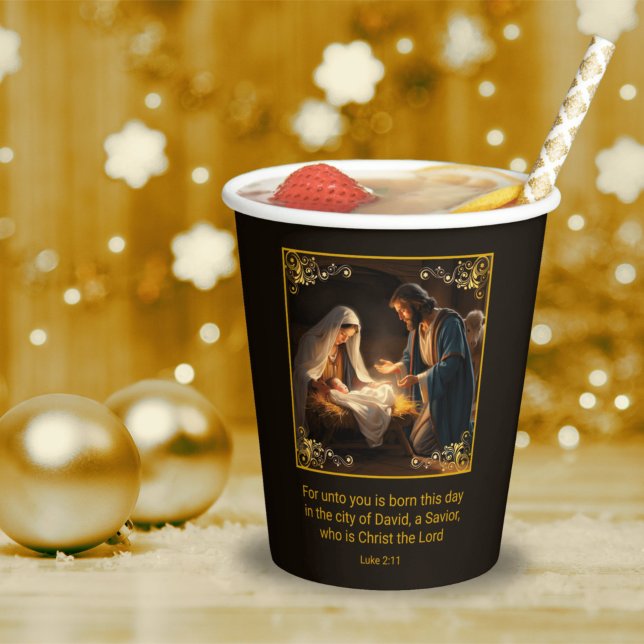 Gobelets En Papier Nativité de Noël Sainte Famille Religieuse (Créateur téléchargé)