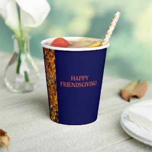 Gobelets En Papier Navy Blue & Feuilles Thanksgiving Friendsgiving