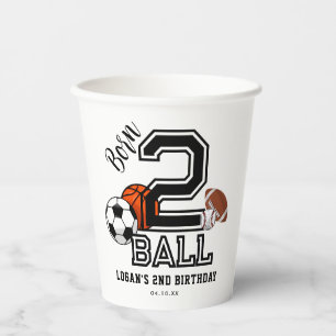 Gobelets En Papier Né 2 Ball Sports Thème Boy's 2nd Birthday Party