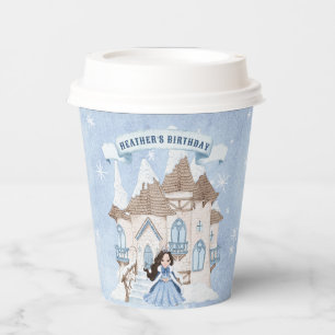 Gobelets En Papier Neige hiver foncé Haired Princess Anniversaire