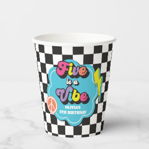 Gobelets En Papier Neon 90s Retro Five est un Vibe 5e anniversaire