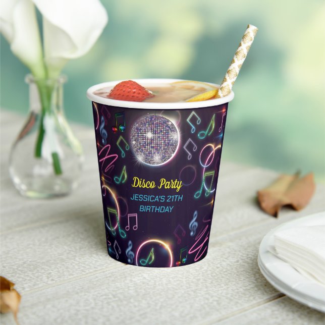 Gobelets En Papier Neon Glow Disco Dance Anniversaire (Insitu)