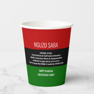 Gobelets En Papier NGUZO SABA personnalisé Joyeux Kwanzaa