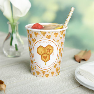 Gobelets En Papier Nid d'abeille Abeille Miel Bébé Cute Shower