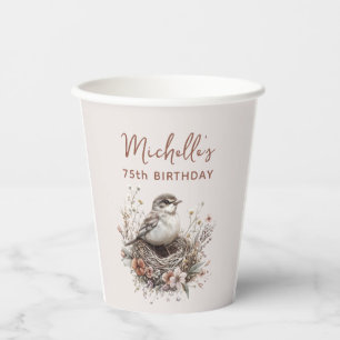 Gobelets En Papier Nid d'oiseau Terracotta Rose 75e Anniversaire
