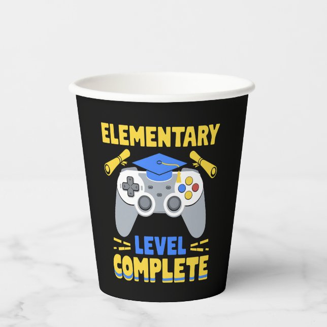 Gobelets En Papier Niveau élémentaire Complet Jeu Gamer Graduation (Recto)