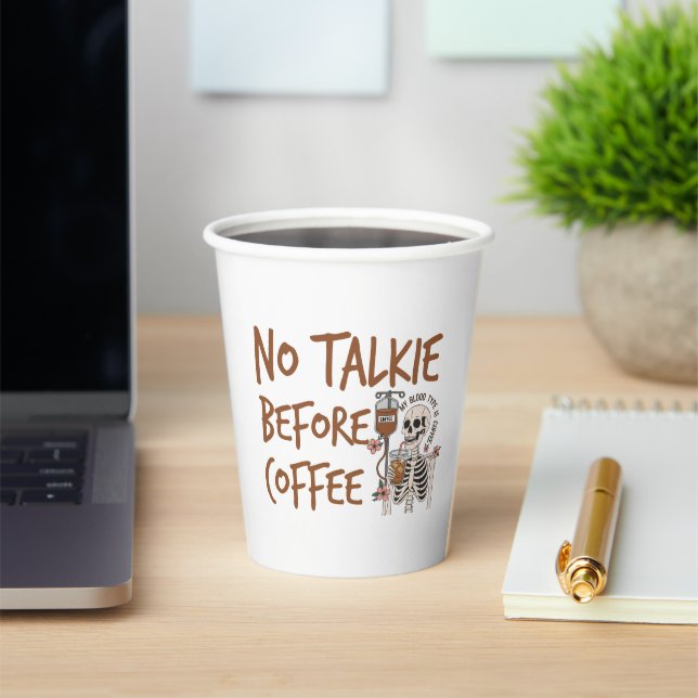 Gobelets En Papier No Talkie Before Coffee funny cat lover gift (Insitu)