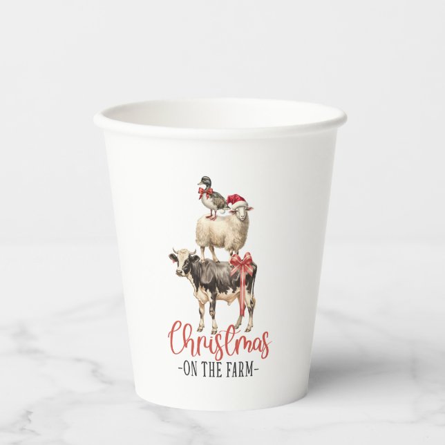 Gobelets En Papier Noël à la ferme Barnyard animal (Recto)