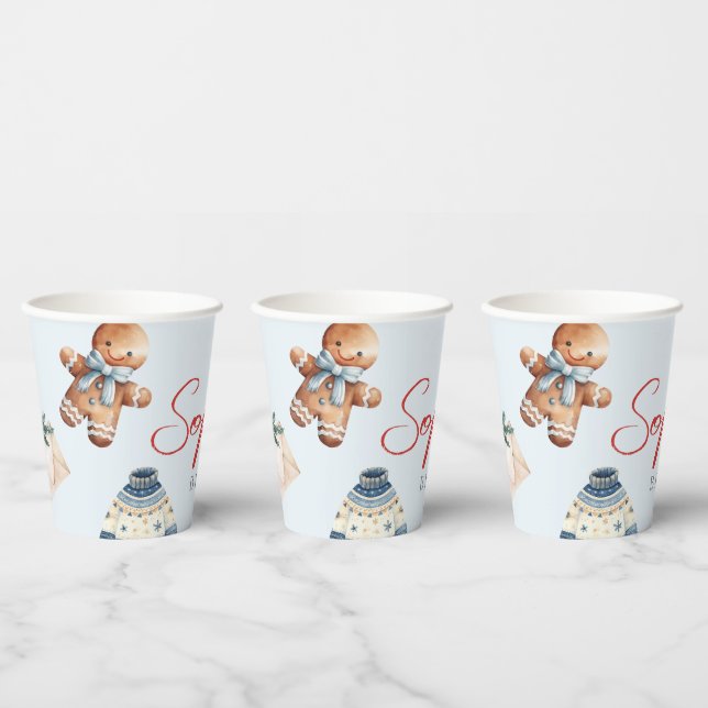 Gobelets En Papier Noël Aquarelle hiver Première fête d'anniversaire (Multi)