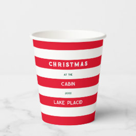 Gobelets En Papier Noël Au Cabine Red Nautical Stripe Lake
