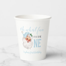 Gobelets En Papier Noël Blue Père Noël premier anniversaire