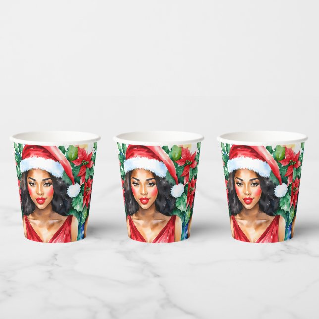 Gobelets En Papier Noël de la femme noire (Multi)