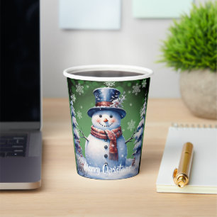 Gobelets En Papier Noël de la forêt d'hiver Green