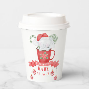 Gobelets En Papier Noël des éléphants blancs BABY SHOWER