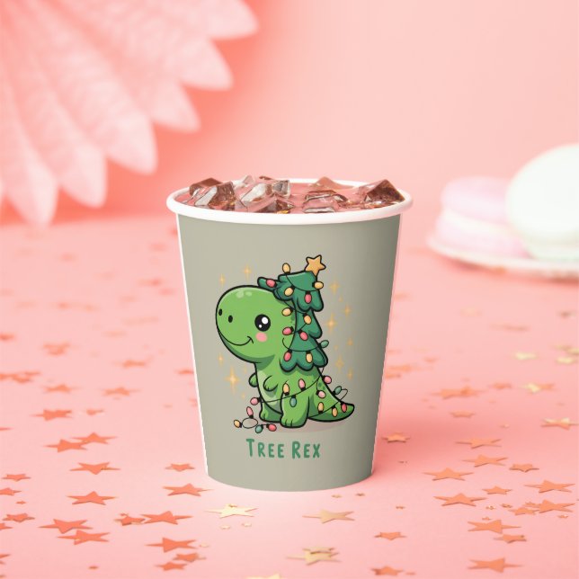 Gobelets En Papier Noël Dinosaure Fête Lumière Drôle Arbre Rex (Insitu)