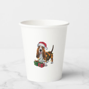 Gobelets En Papier Noël Éclairage Santa Hat Basset Hound Chien Noël