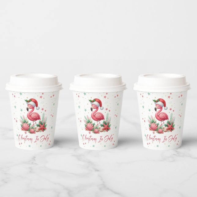 Gobelets En Papier Noël en Flamant rose juillet (Multi)