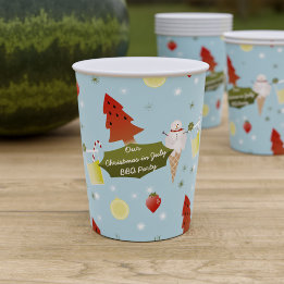 Gobelets En Papier Noël En Juillet Été BBQ Fête Coupes de papier