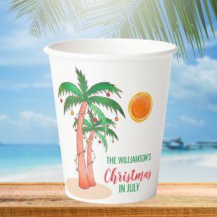 Gobelets En Papier Noël en juillet Nom personnalisé 