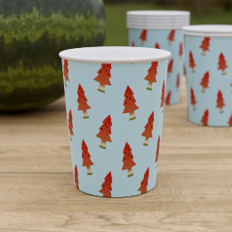 Gobelets En Papier Noël en Juillet Pastèque Arbres Tasses en Papier