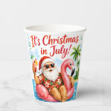Noël en juillet Santa Flamingo Hawaïen Amusant