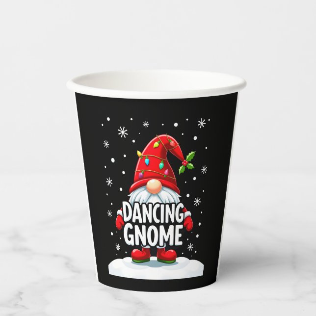 Gobelets En Papier Noël Gnome Danser Gnome Famille Noël (5) (Recto)