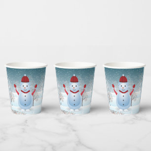 Gobelets En Papier Noël hiver Snowman tasse de papier