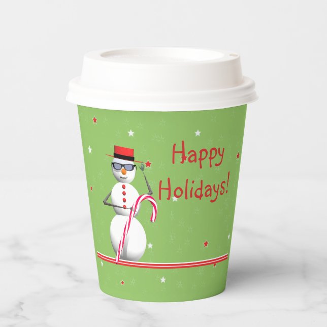 Gobelets En Papier Noël Holiday Snowman (Recto)