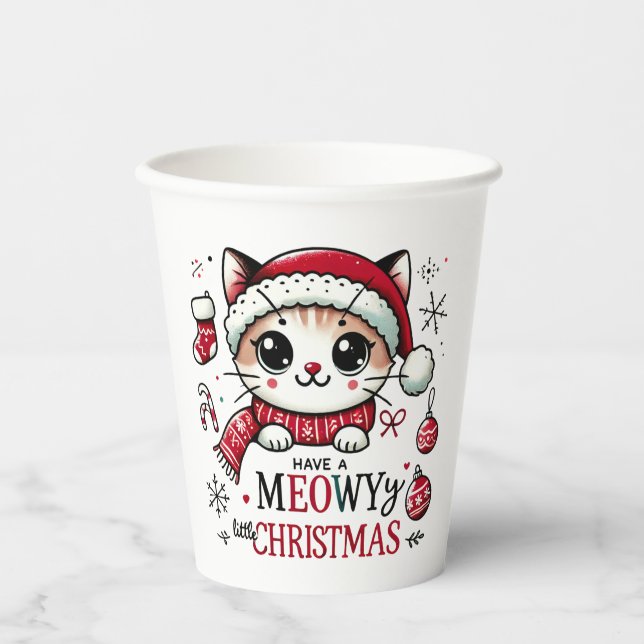Gobelets En Papier Noël Meowy (Recto)