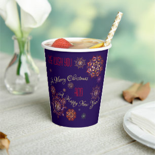 Gobelets En Papier Noël - nouvel an - flocons de neige colorés et lum