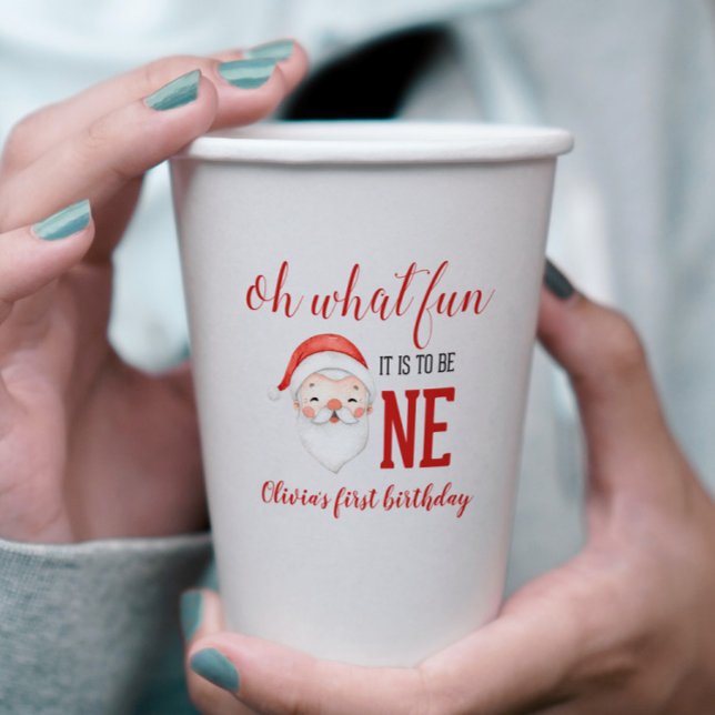 Gobelets En Papier Noël Père Noël premier anniversaire (Créateur téléchargé)